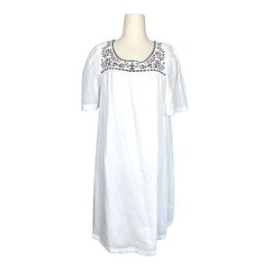 Antik Batik Daylee Dress Embroidered Floral Neckline Cotton A-line Midi LG/EU 42